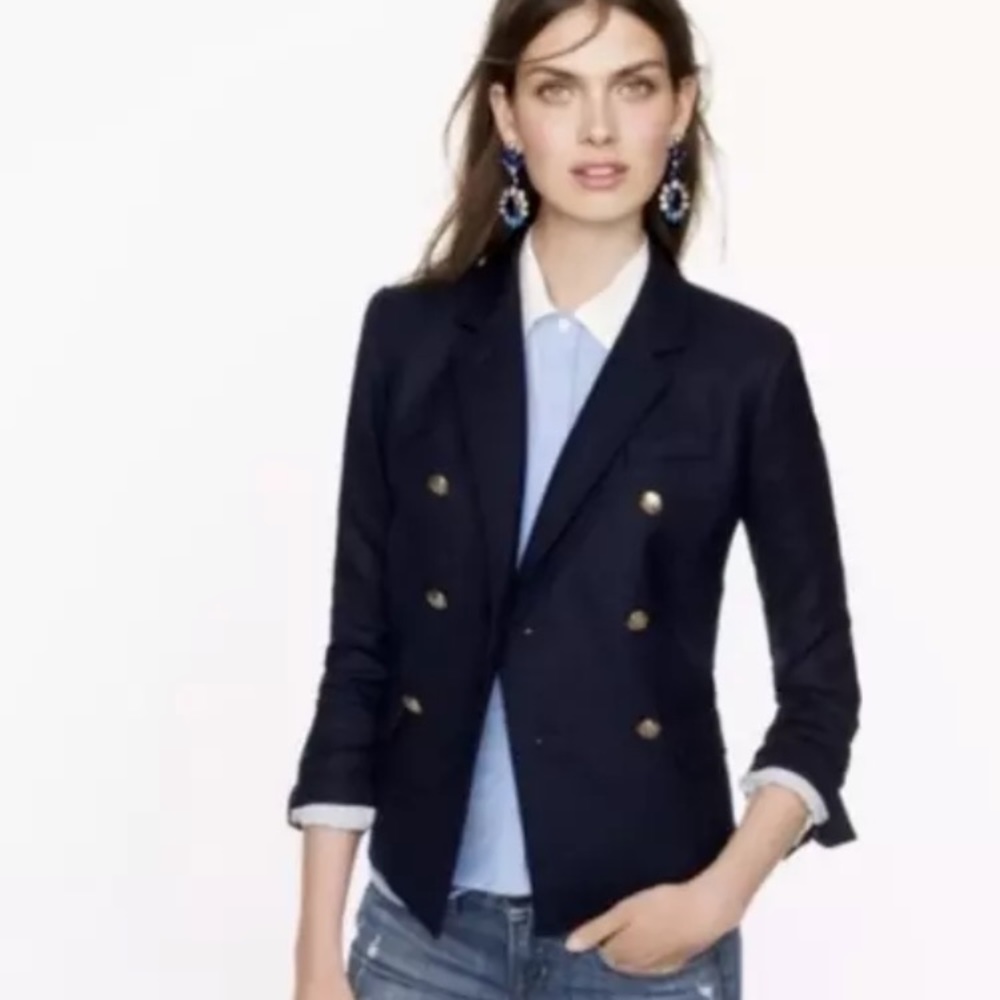 J.Crew Navy Wool Double-Breasted Blazer